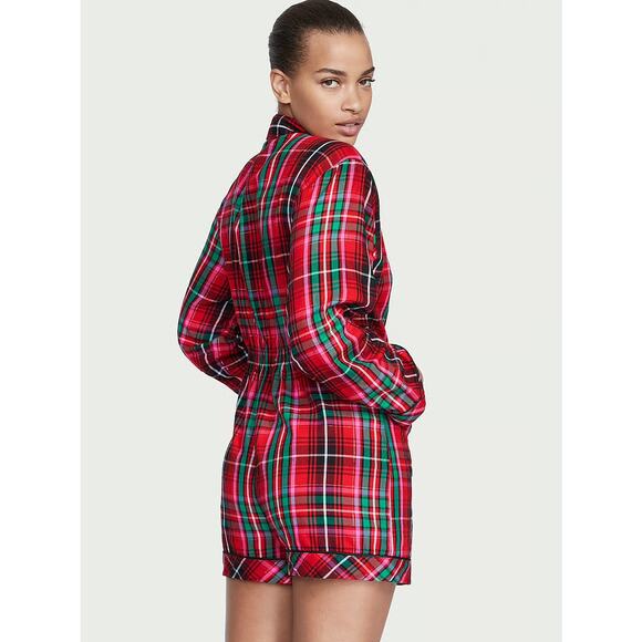 NWT Victoria’s Secret Flannel Romper Size XXL Red Plaid Print Pajamas Sleepwear - Picture 14 of 14